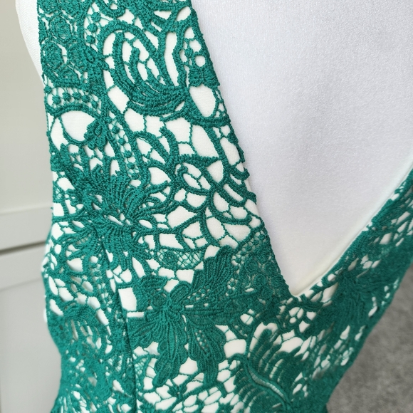 Moulinette Soeurs Arbor Lace Fit And Flare Cocktail Dress Green Cream Skirt 4 - Picture 4 of 17